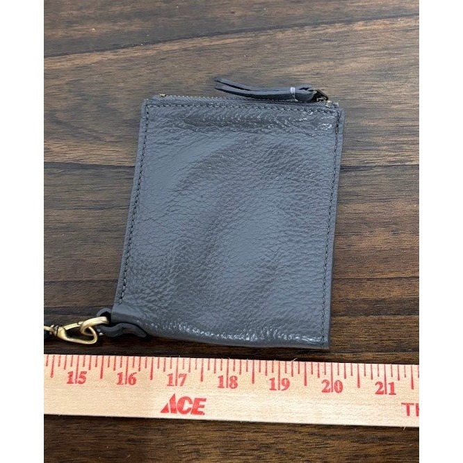 Sapahn Noelle Wristlet Charcoal Gray Pebbled Leather Bifold Wristlet Floral Line — image 7 of 8